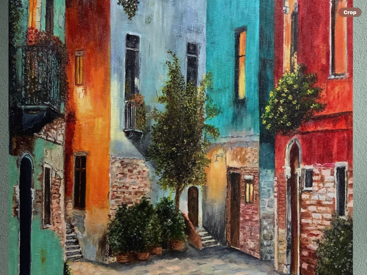 The quiet corner - Atmospheric Venice inspired Street Scene Original Oil Painting